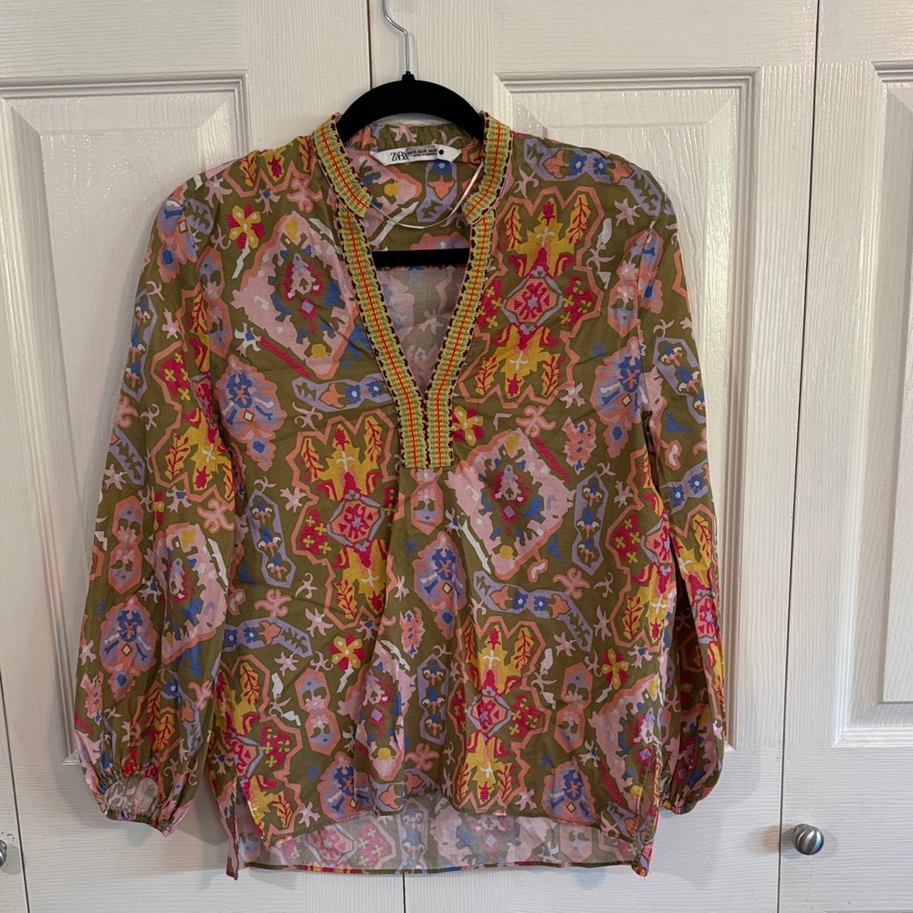 Zara Multicolor Embroidered Blouse